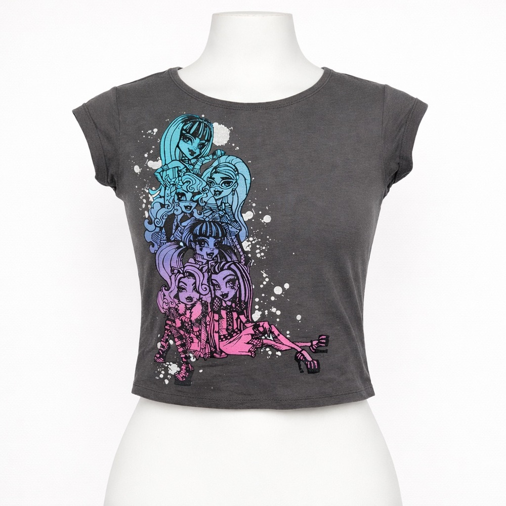 Monster High Girls Graphic T-Shirt Size Large Gray Short Sleeve Mattel.